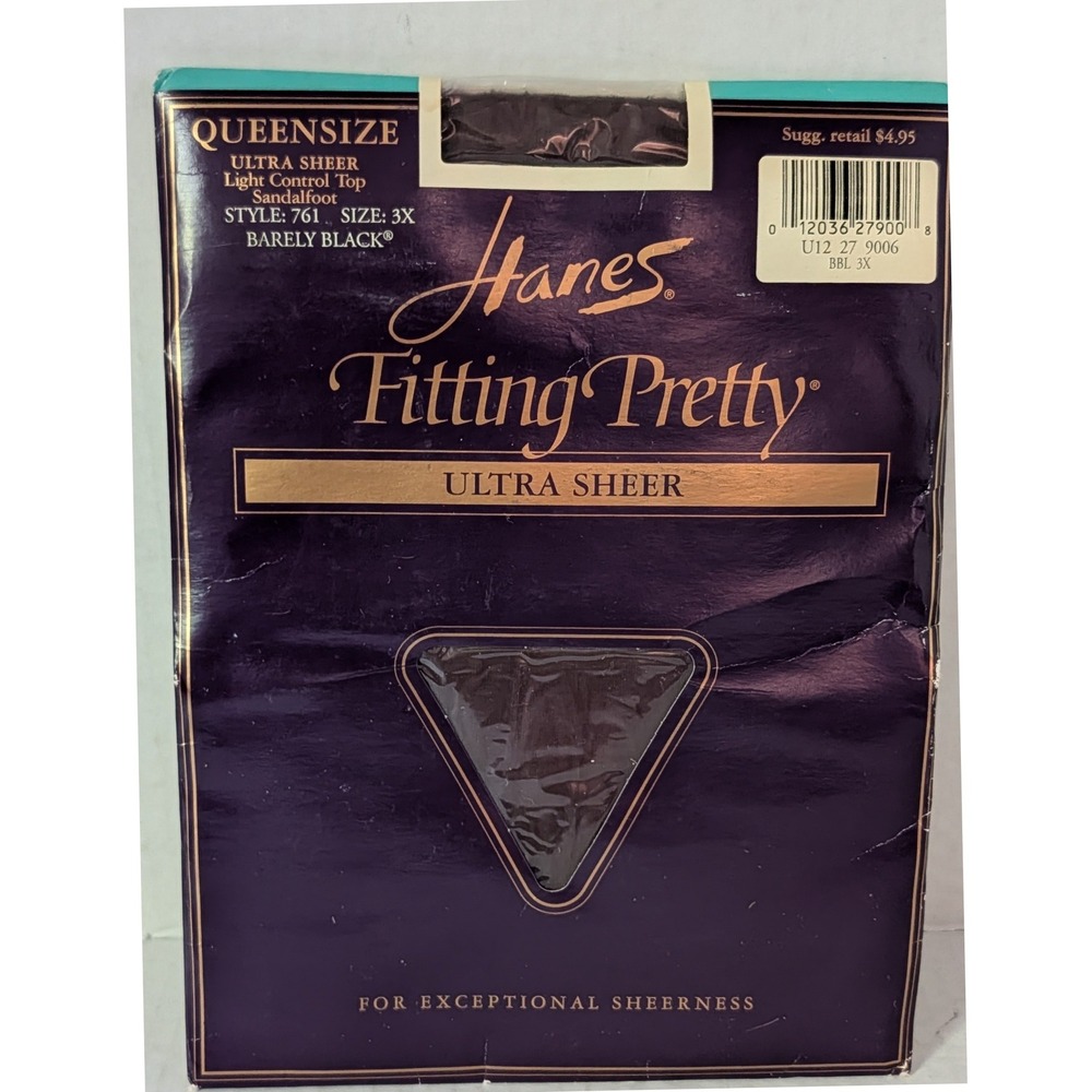Hanes Fitting Pretty Ultra Sheer Pantyhose Queensize 3X Barely Black Style 761